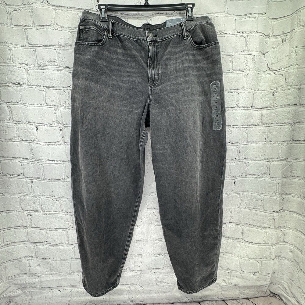 NWT American Eagle Jeans 18 Standard Washed Black Low Rise Strigid Baggy Barrel